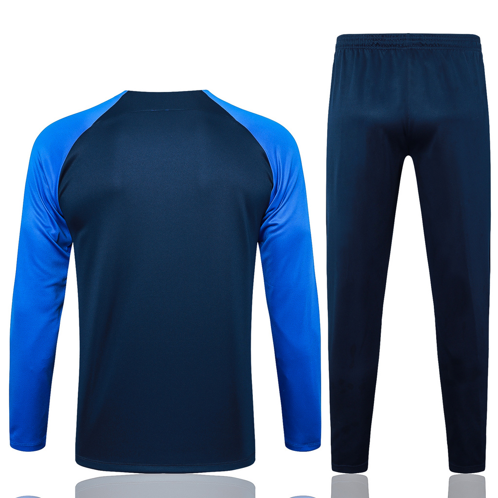 B794# 23-24 Riyadh navy blue stripe half zipper sweater tracksuit