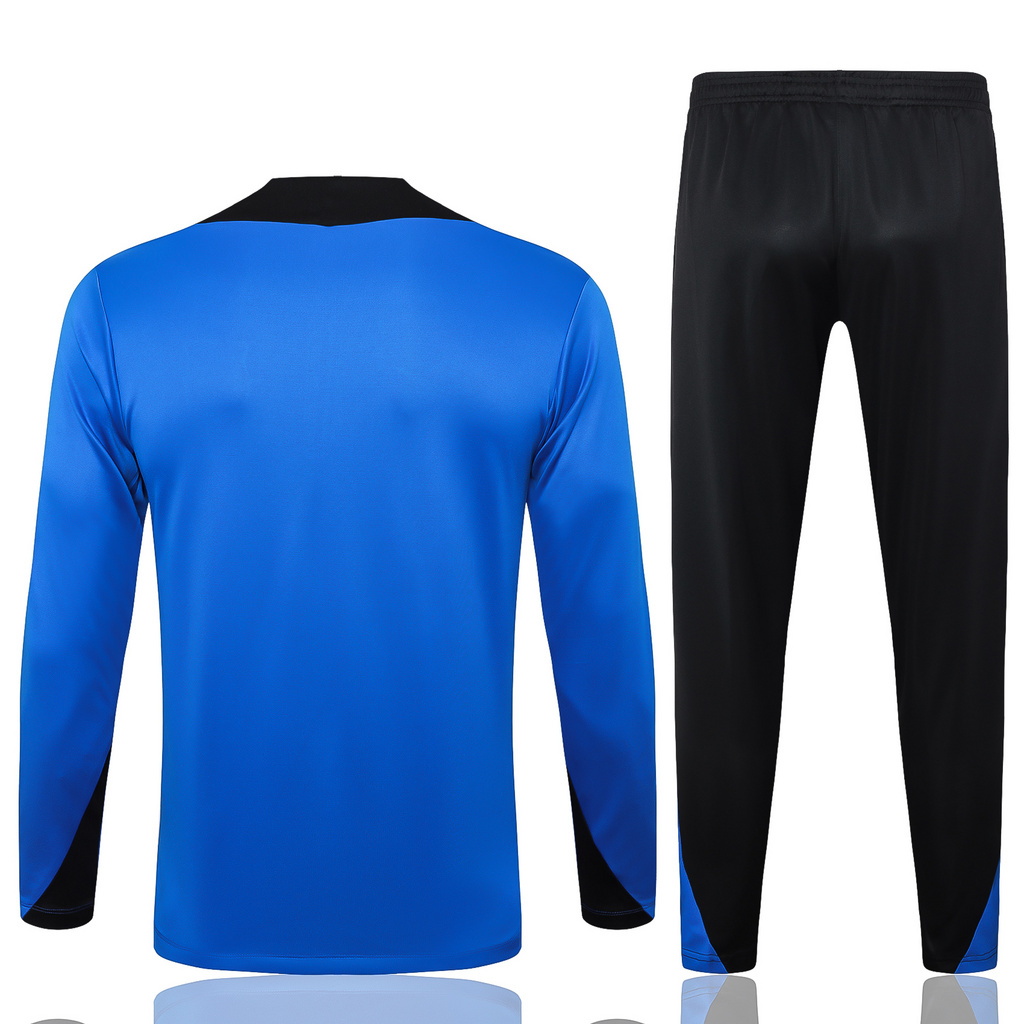 B822# 24-25 Bar color blue with black half zipper training tracksuit