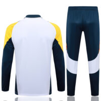 B824# 24-25 Real Madrid white with yellow and navy blue half zipper training tracksuit