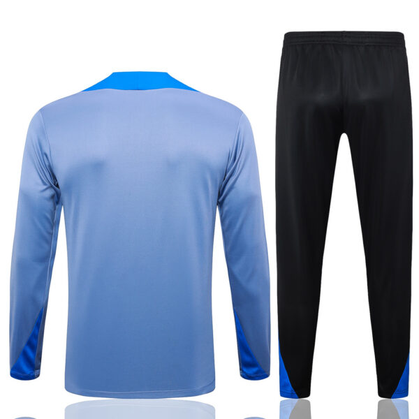 B829# 24-25 Inter light gray with color blue half zipper training tracksuit - Image 3