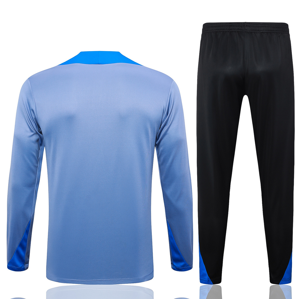 003-303 B829# 24-25 Inter light gray with color blue half zipper training tracksuit
