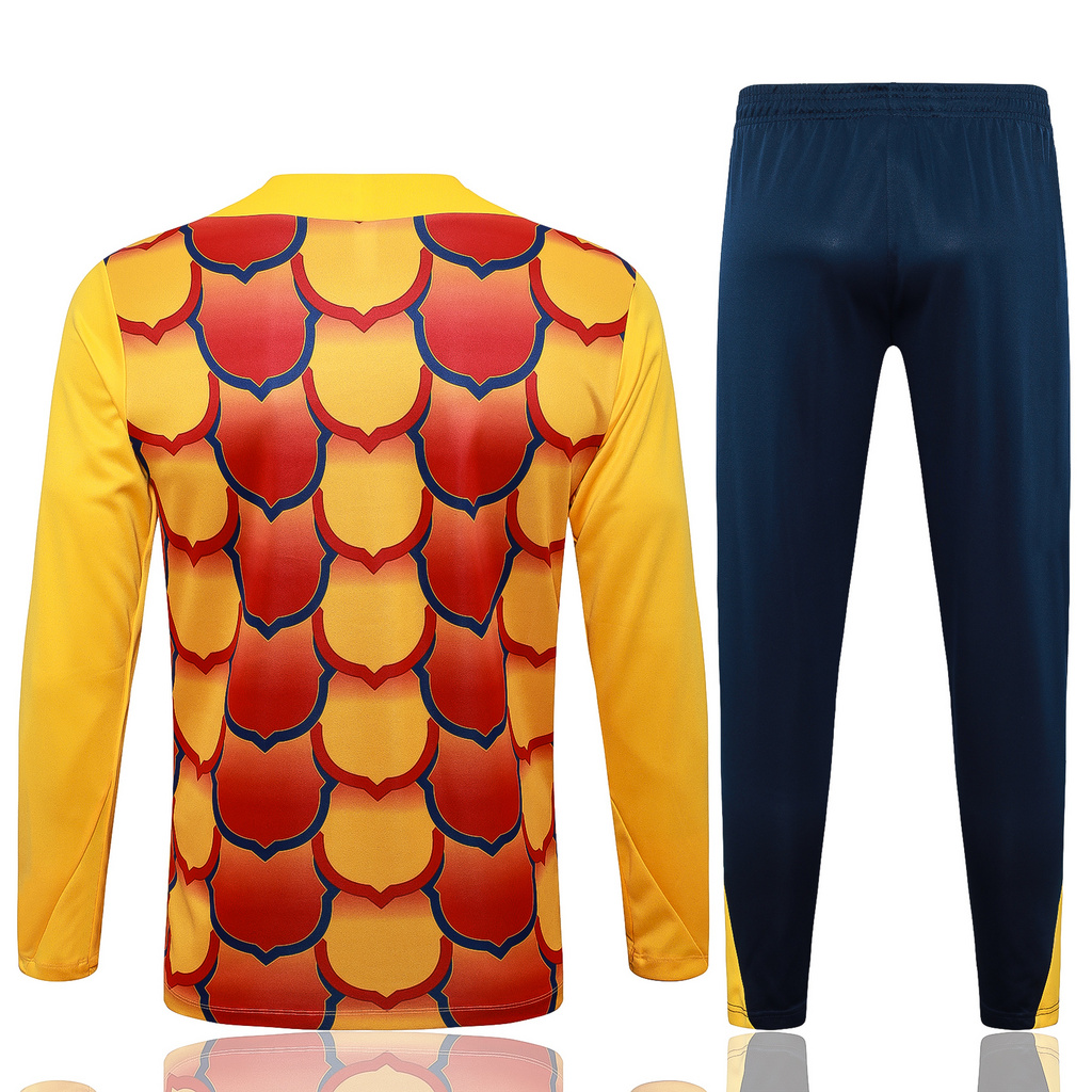 B834# 24-25 Bar yellow with red inkjet printing half zipper training tracksuit