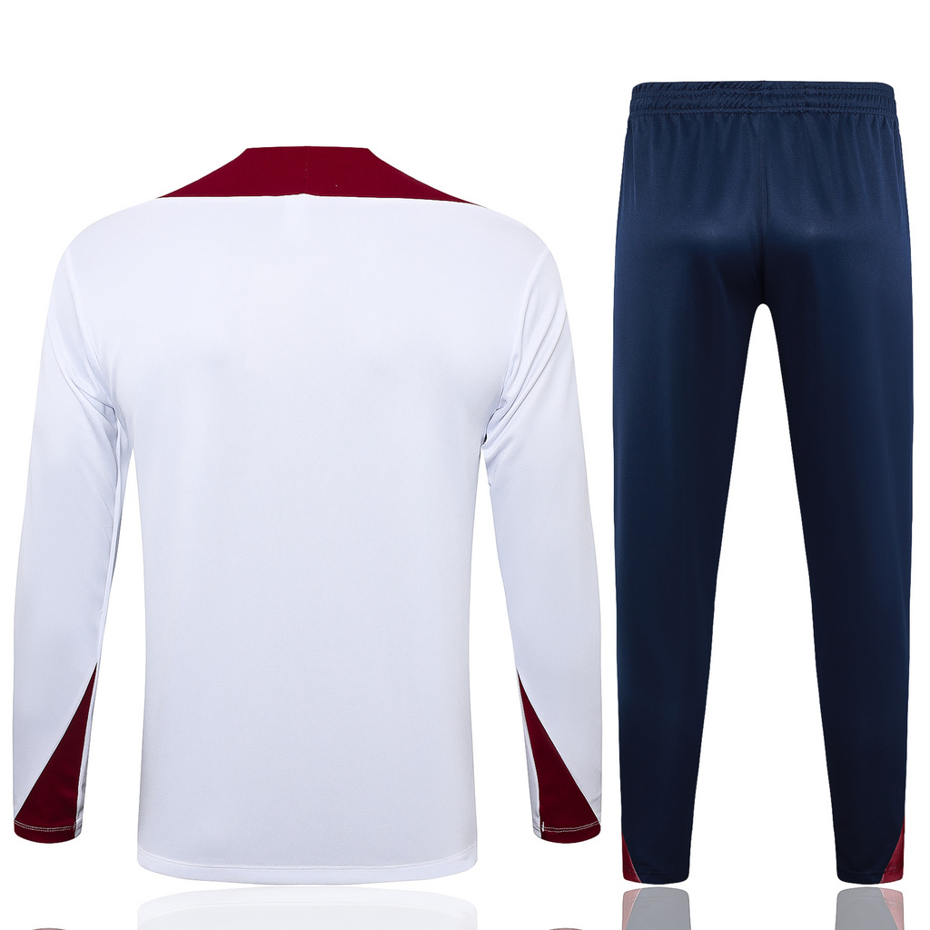 003-308 B845# 24-25 England white with red half zipper training tracksuit