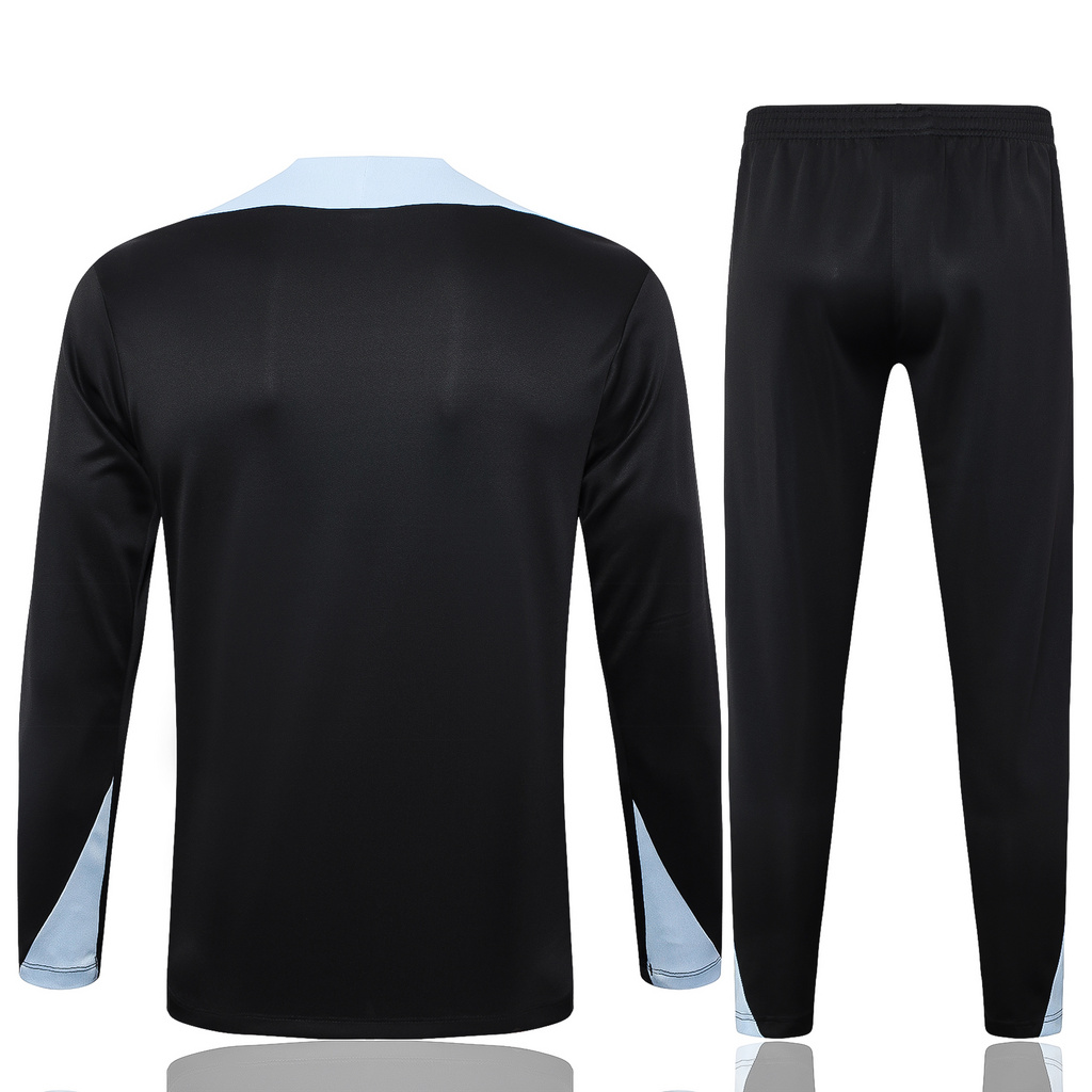 B856# 24-25 Bar black with light gray half zipper training tracksuit