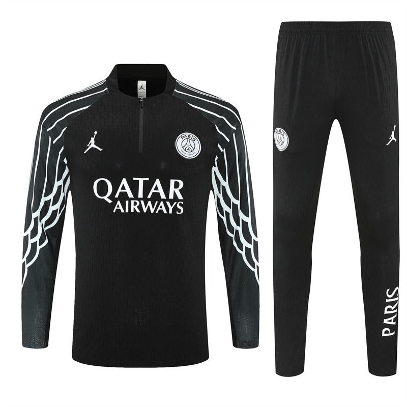 003-312 CL version 25-26 PS G Jrdan black with white stripe half zipper sweater tracksuit