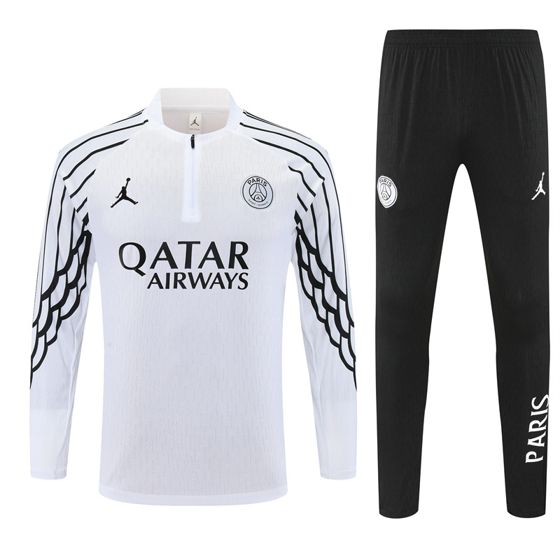 CL version 25-26 PS G Jrdan white with black stripe half zipper sweater tracksuit