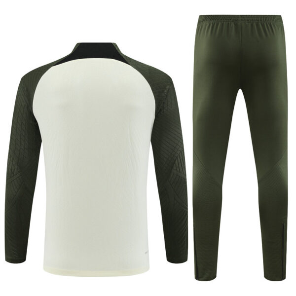 Player version 23-24 Bar beige with army green half zipper sweater tracksuit - Image 3