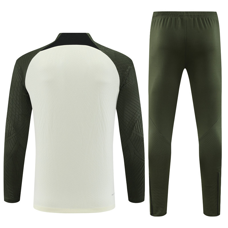 Player version 23-24 Bar beige with army green half zipper sweater tracksuit