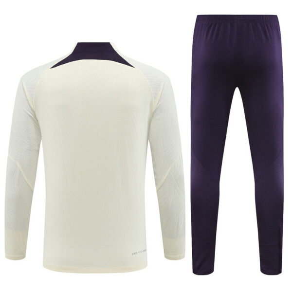 Player version 23-24 PS G beige with purple half zipper sweater tracksuit - Image 3