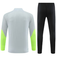 Player version 23-24 PS G light gray with green half zipper sweater tracksuit