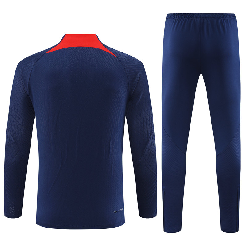 Player version 23-24 PS G navy blue with red half zipper sweater tracksuit