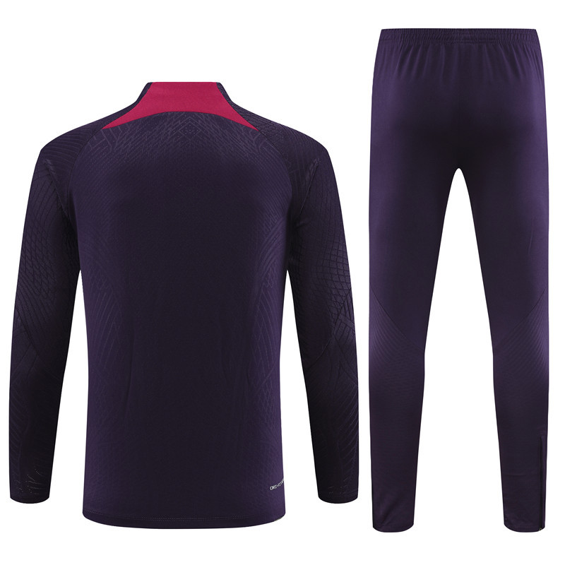 Player version 23-24 PS G purple half zipper sweater tracksuit