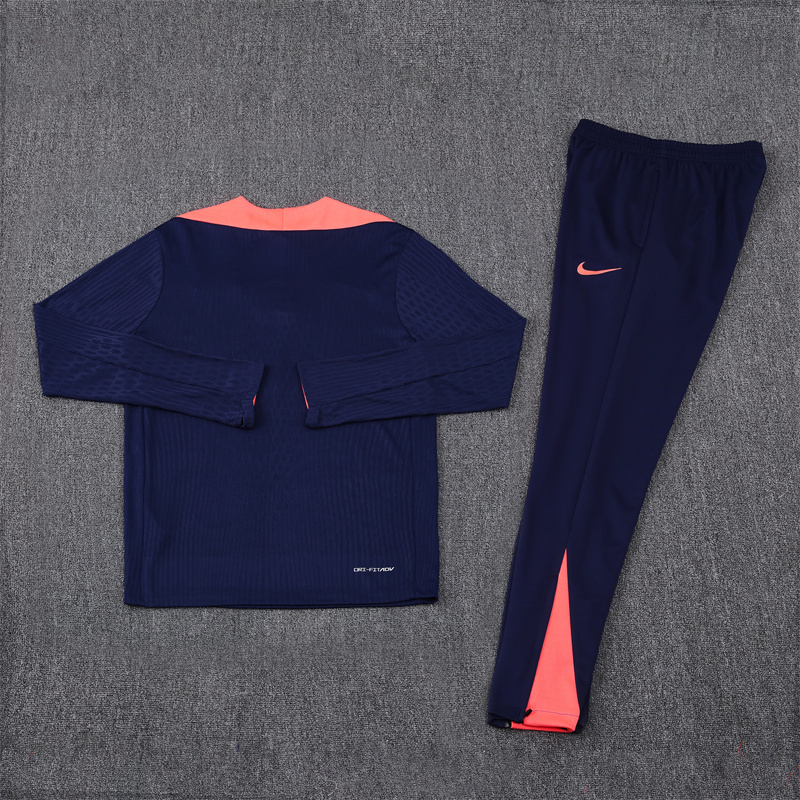 Player version 24-25 Bar navy blue with pink stripe half zipper sweater tracksuit