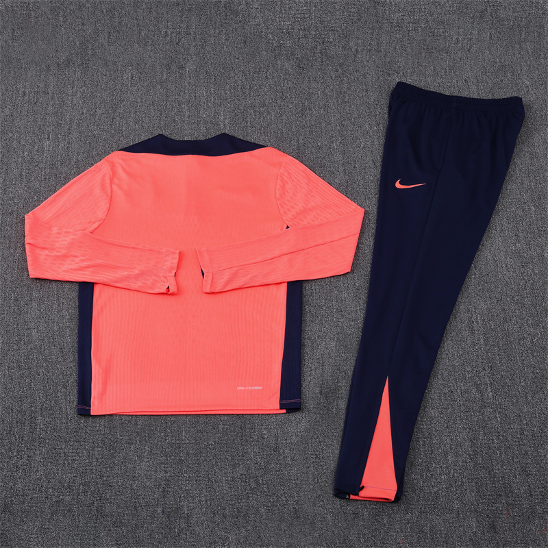 Player version 24-25 Bar orange with navy blue stripe half zipper sweater tracksuit