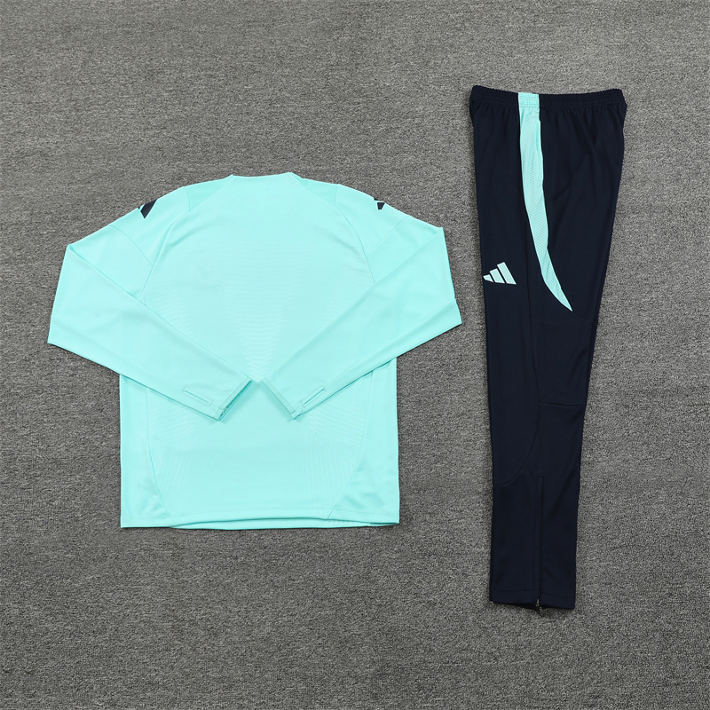 003-338 Player version 24-25 Real Madrid lake blue round collar training tracksuit