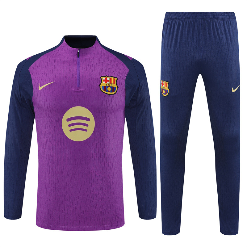 Player version 25-26 Bar purple with navy blue stripe half zipper sweater tracksuit