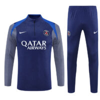 Player version 25-26 PS G navy blue with gray arm half zipper sweater tracksuit