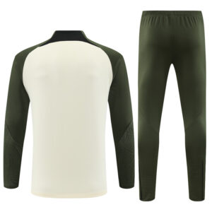 fans version 23-24 Bar beige with army green half zipper sweater tracksuit - Image 3