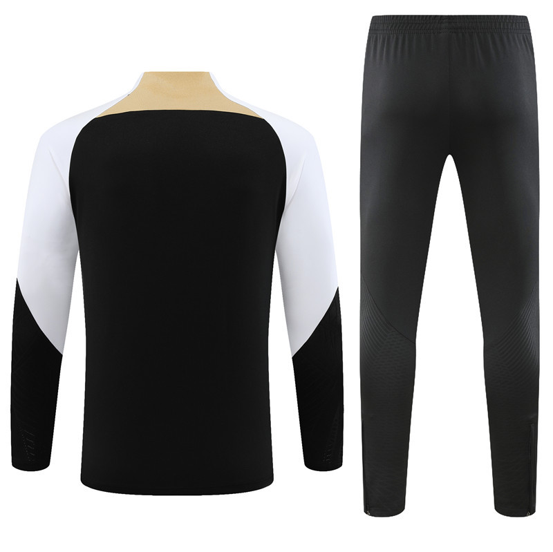 fans version 23-24 Chelsea black with white half zipper training tracksuit