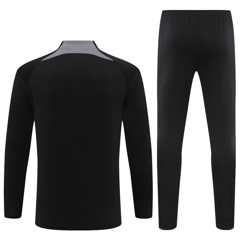 fans version 23-24 PS G Jrdan black with gray half zipper training tracksuit