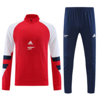 23-24 Arsenal red with white and blue stripe half zipper sweater tracksuit