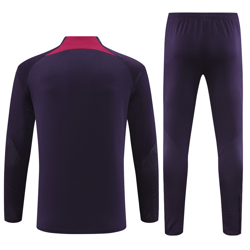 fans version 23-24 PS G purple half zipper sweater tracksuit