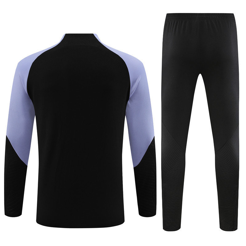 fans version 23-24 Tottenham black with purple half zipper sweater tracksuit