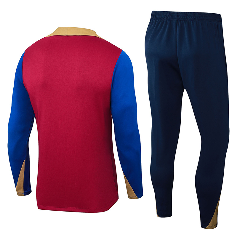 fans version 24-25 Bar dark red with blue half zipper training tracksuit