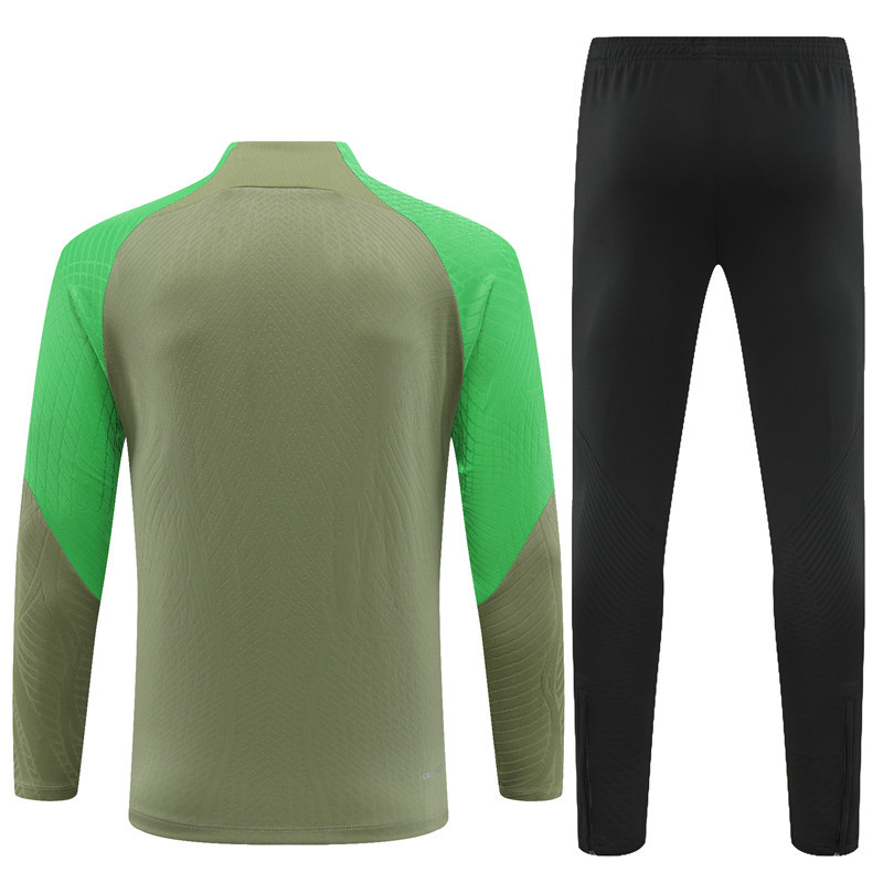 player version 23-24 ATM green stripe half zipper training tracksuit