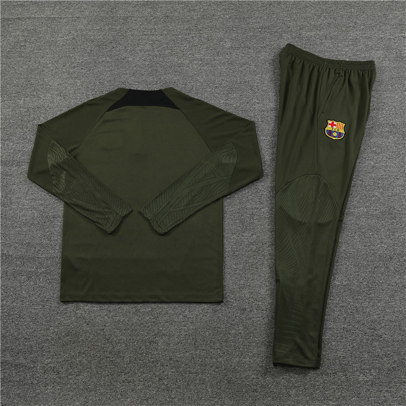 003-37 23-24 Bar army green half zipper sweater tracksuit