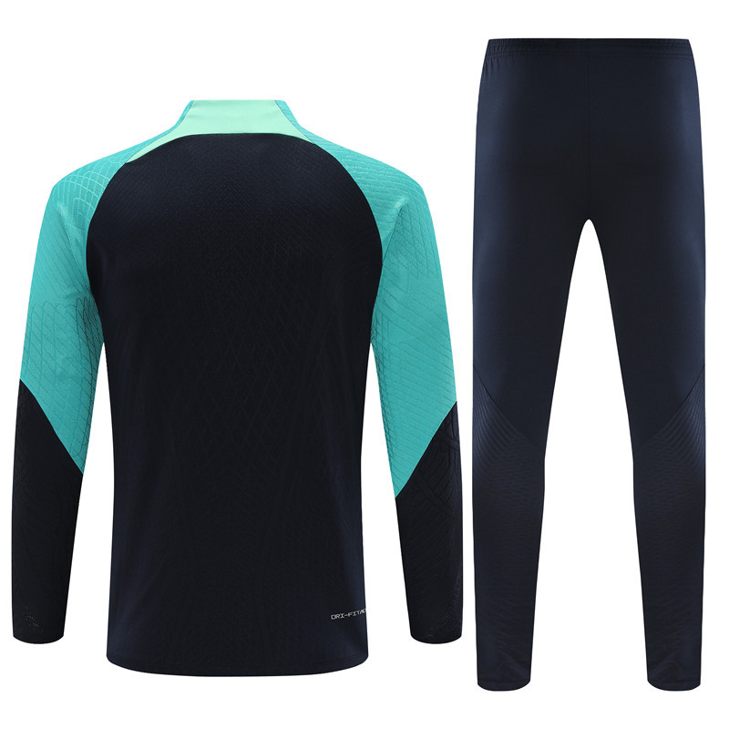 player version 23-24 Bar navy blue with lake blue half zipper training tracksuit