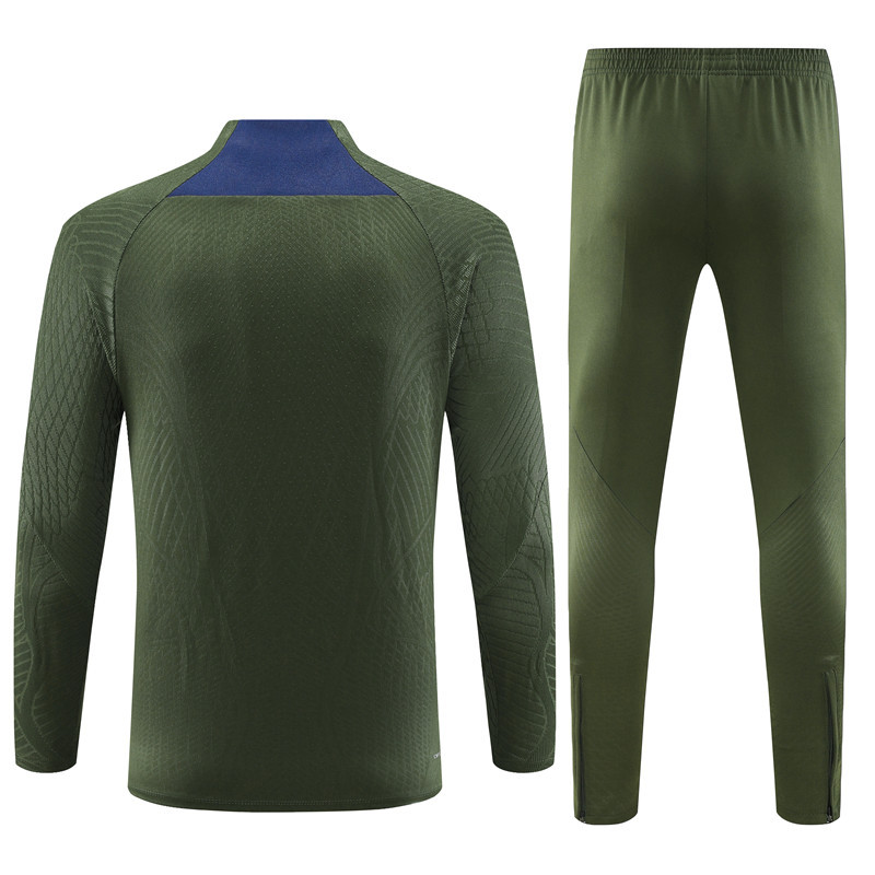 player version 23-24 PS G Jrdan army green half zipper sweater tracksuit