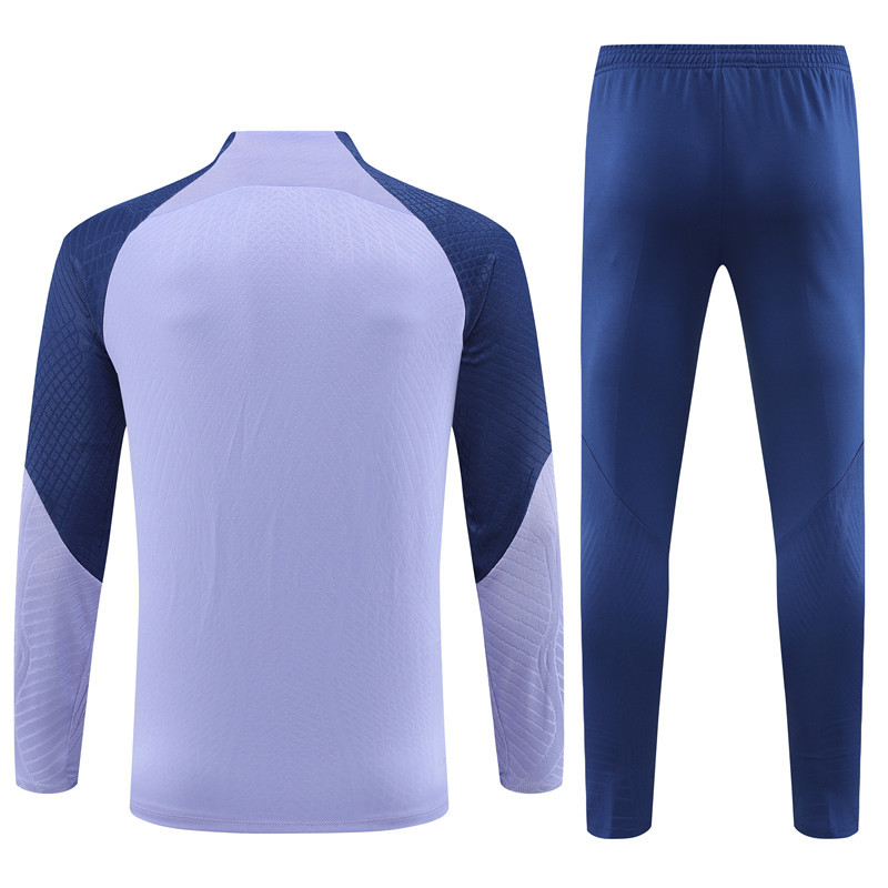 player version 23-24 Tottenham light purple with navy blue half zipper sweater tracksuit