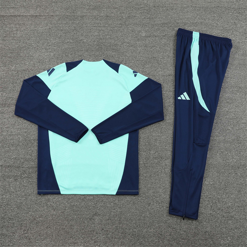 003-384 player version 24-25 Arsenal lake blue with navy blue pullover training tracksuit