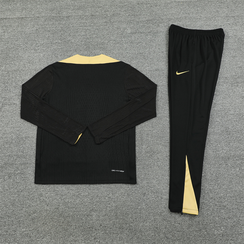 player version 24-25 Bar black with gold half zipper training tracksuit