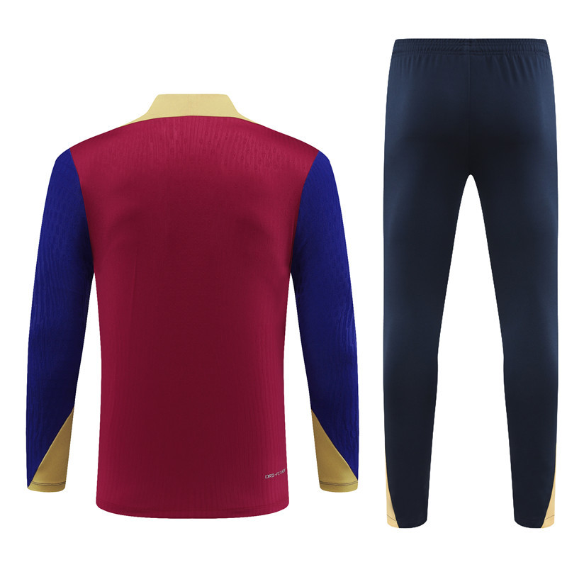 player version 24-25 Bar dark red with blue half zipper training tracksuit