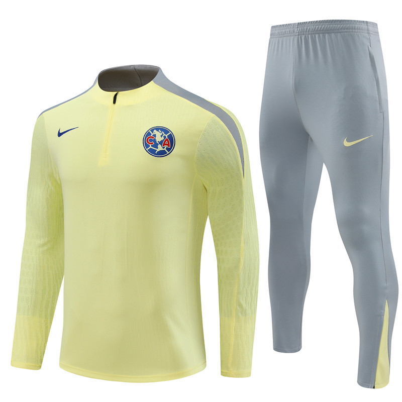 player version 24-25 CA light yellow with gray half zipper training tracksuit