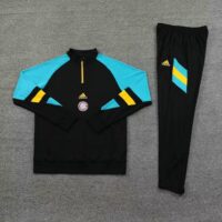 23-24 Bayern black with blue half zipper sweater tracksuit