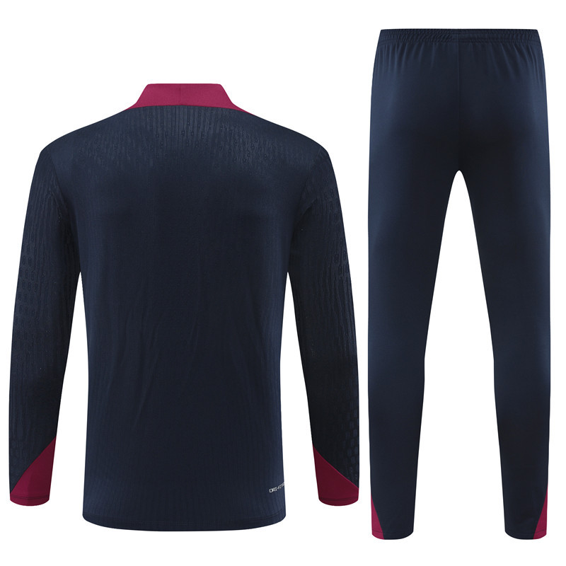 003-403 player version 24-25 England navy blue with red half zipper training tracksuit
