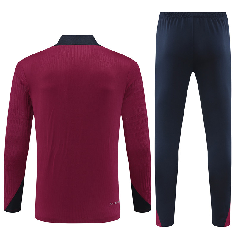 003-404 player version 24-25 England red with navy blue half zipper training tracksuit