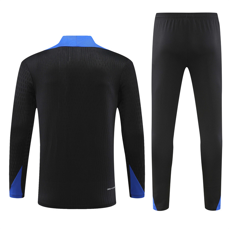 003-406 player version 24-25 France black with blue half zipper training tracksuit