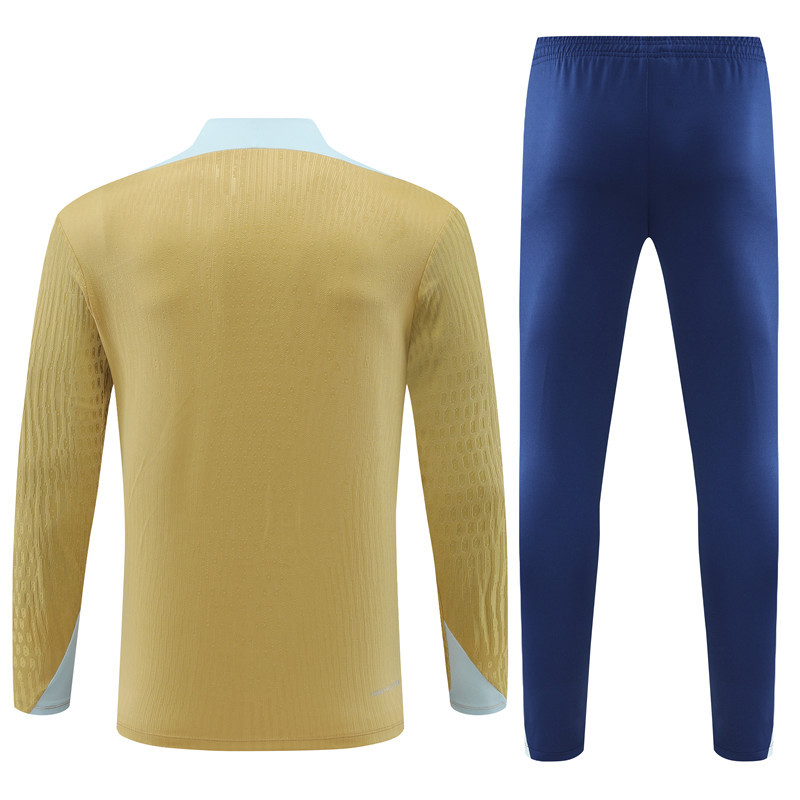 player version 24-25 France gold with white half zipper training tracksuit