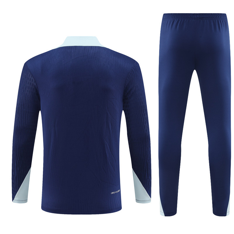 player version 24-25 France navy blue with light blue half zipper training tracksuit
