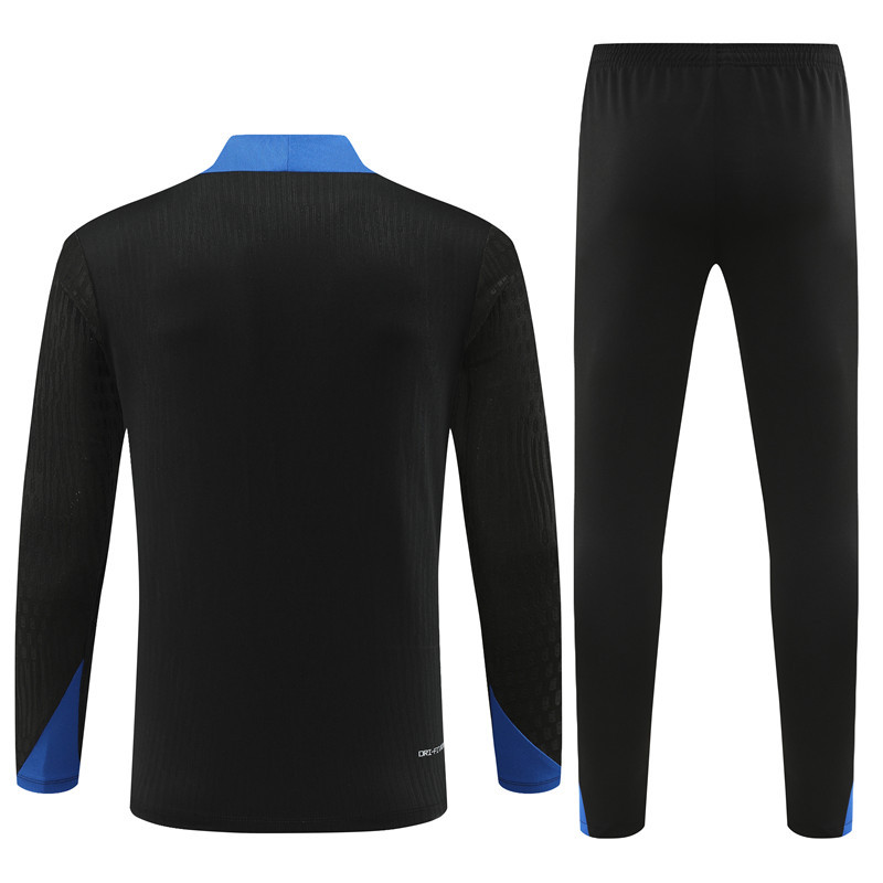 player version 24-25 Inter black with blue half zipper training tracksuit