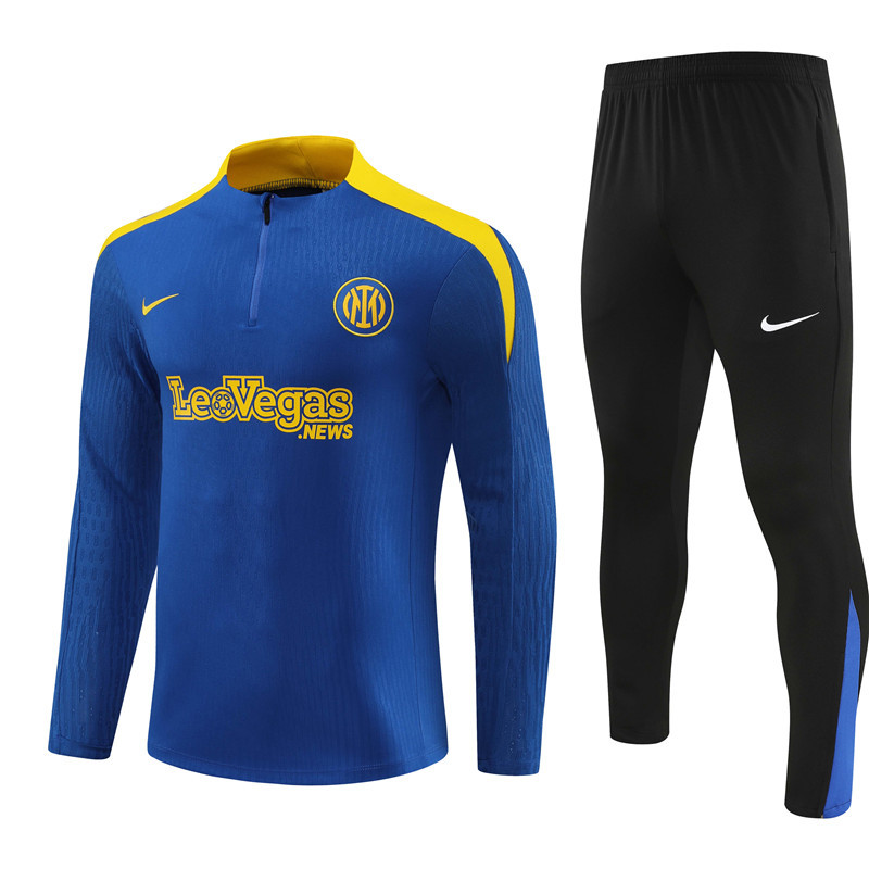 003-411 player version 24-25 Inter color blue with yellow half zipper training tracksuit