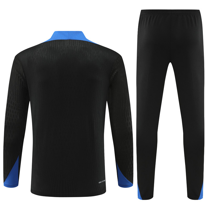 player version 24-25 Netherlands black with blue half zipper training tracksuit