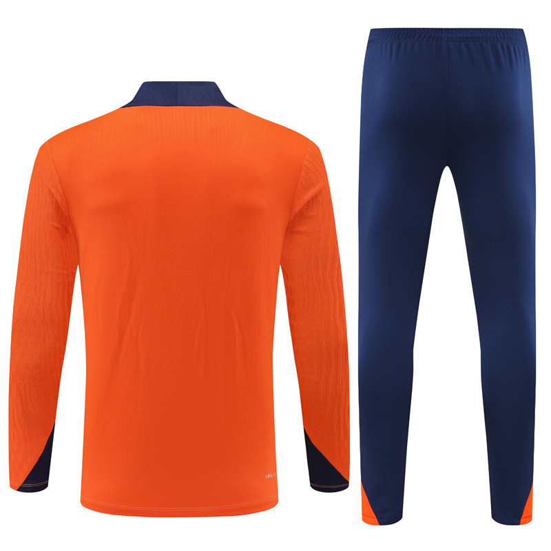 player version 24-25 Netherlands orange with navy blue half zipper training tracksuit