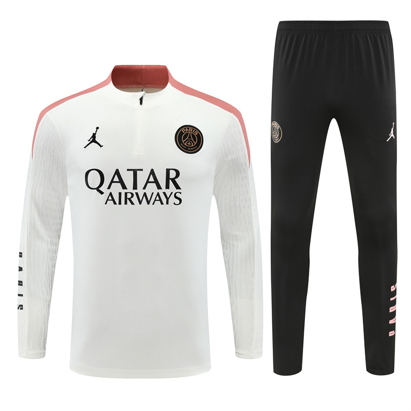 player version 24-25 PS G Jrdan white with pink half zipper training tracksuit