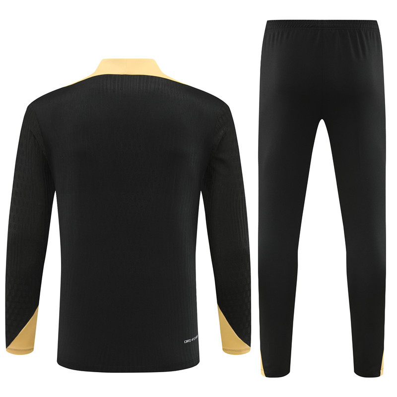 player version 24-25 PS G black with gold half zipper training tracksuit