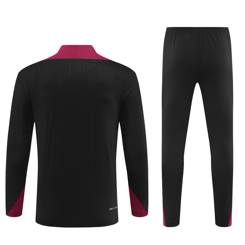 player version 24-25 PS G black with red stripe half zipper training tracksuit